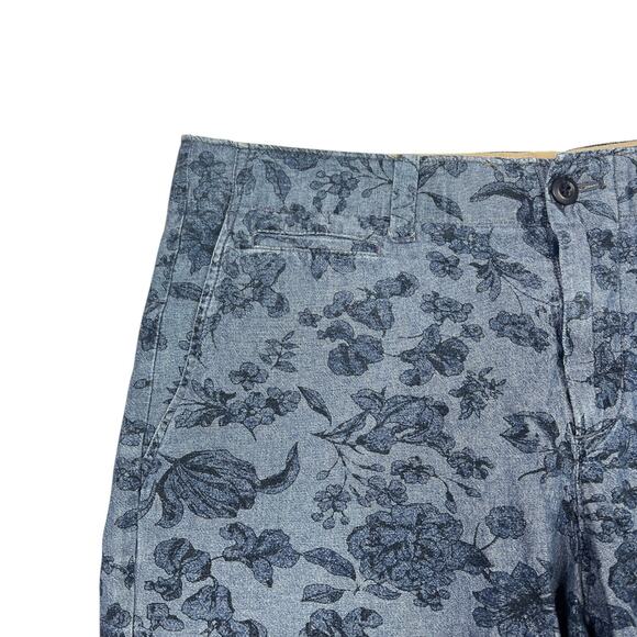 GAP Floral AOP Chambray Lived In Shorts Overprint 9" Inseam Blue Mens 34 - Picture 3 of 5